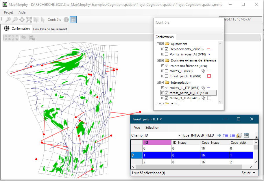 exemple d'application de MapMorphy en cognition spatiale (milieu rural)